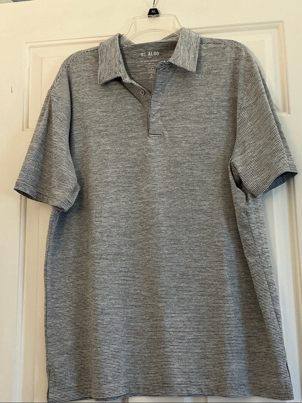 01.Algo Men's Gray Striped Performance Polo Shirt size XL